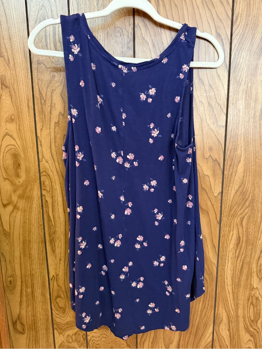 Old Navy Navy Tank Top with Pink Floral Print - Picture 2 of 4